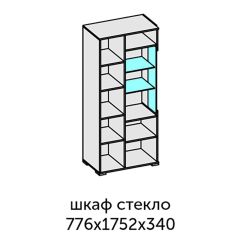 Аллегро-10 Шкаф 2дв. (со стеклом) (дуб крафт золотой-камень темный) в Лысьве - lysva.mebel24.online | фото 2