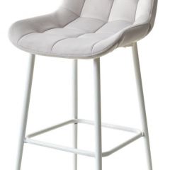 Барный стул ХОФМАН, цвет H-09 Светло-серый, велюр / белый каркас М-City в Лысьве - lysva.mebel24.online | фото 1