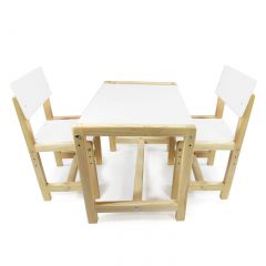 Детский растущий комплект стол и два стула  Я САМ "Лофт" (Белый, Сосна) в Лысьве - lysva.mebel24.online | фото