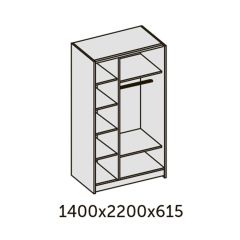 ИННЭС-5 Шкаф-купе 2-х дв. 1400 (2дв. Ф1 - ЛДСП белый глянец) в Лысьве - lysva.mebel24.online | фото 2