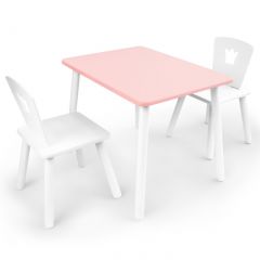 Комплект детской мебели стол и два стула Корона  (Розовый/Белый/Белый) в Лысьве - lysva.mebel24.online | фото 1