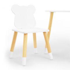 Комплект детской мебели стол и два стула Мишутка (Белый/Белый/Береза) в Лысьве - lysva.mebel24.online | фото 1