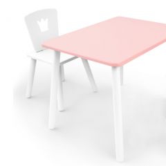 Комплект детской мебели стол и стул Корона (Розовый/Белый/Белый) в Лысьве - lysva.mebel24.online | фото