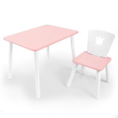 Комплект детской мебели стол и стул Корона (Розовый/Розовый/Белый) в Лысьве - lysva.mebel24.online | фото