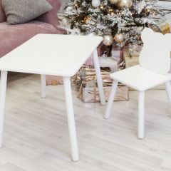 Комплект детской мебели стол и стул Мишутка (Белый/Белый/Белый) в Лысьве - lysva.mebel24.online | фото