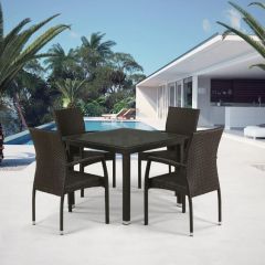 Комплект плетеной мебели T257A/YC379A-W53 Brown (4+1) + подушки на стульях в Лысьве - lysva.mebel24.online | фото