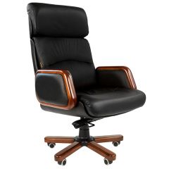 Кресло для руководителя CHAIRMAN 417 (Натуральная кожа) Черное в Лысьве - lysva.mebel24.online | фото 1