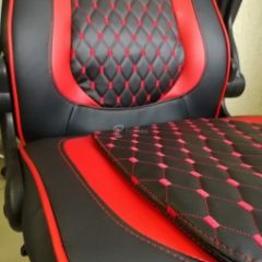 Кресло геймерское Barneo K-37 (черная экокожа красные вставки) в Лысьве - lysva.mebel24.online | фото