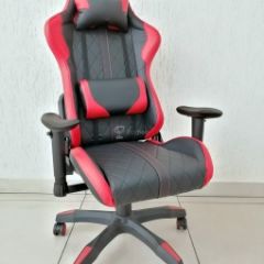 Кресло геймерское Barneo K-52 (черная экокожа красные вставки) в Лысьве - lysva.mebel24.online | фото