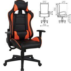 Кресло компьютерное BRABIX "GT Racer GM-100" (черное/оранжевое) 531925 в Лысьве - lysva.mebel24.online | фото 2