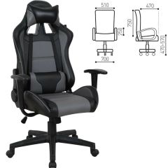 Кресло компьютерное BRABIX "GT Racer GM-100" (черное/серое) 531926 в Лысьве - lysva.mebel24.online | фото 2