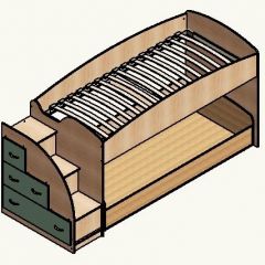 Кровать-чердак "Дюймовочка-4.2"  Дуб молочный/Оранжевый в Лысьве - lysva.mebel24.online | фото 4