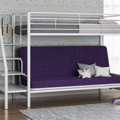 Кровать двухъярусная с диваном "Мадлен-3" (Белый/Фиолетовы) в Лысьве - lysva.mebel24.online | фото 1
