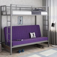Кровать двухъярусная с диваном "Мадлен" (Серый/Фиолетовый) в Лысьве - lysva.mebel24.online | фото 1