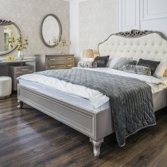Кровать Мокко 1600 с мягким изголовьем + основание (серый камень) в Лысьве - lysva.mebel24.online | фото 1