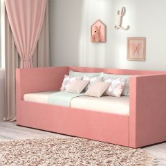 Кровать с ПМ (арт.030) (с/м 900*2000мм) (б/матр), ткань розовая в Лысьве - lysva.mebel24.online | фото