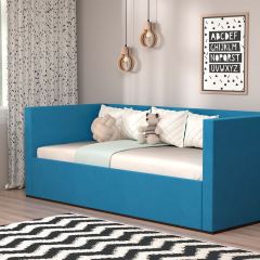 Кровать с ПМ (арт.030) (с/м 900*2000мм) (б/матр), ткань синяя в Лысьве - lysva.mebel24.online | фото