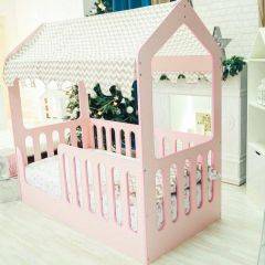 Кровать-домик без ящика 800*1600 (Розовый) в Лысьве - lysva.mebel24.online | фото