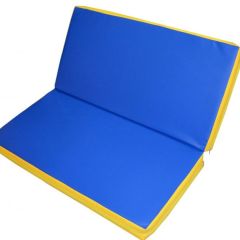 Мат гимнастический 1х1х0,08м складной цв. синий-желтый в Лысьве - lysva.mebel24.online | фото