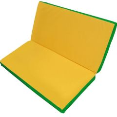 Мат гимнастический 1х1х0,08м складной цв. зеленый-желтый в Лысьве - lysva.mebel24.online | фото 1