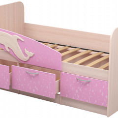 Кровать Дельфин 1,6 (Дуб молочный/фасад - Ламарти розовый) в Лысьве - lysva.mebel24.online | фото