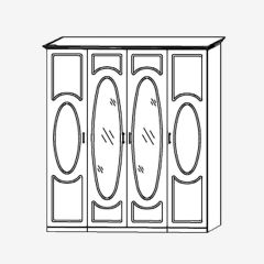 Прованс-2 Шкаф 4-х дверный с 2 зеркалами (Итальянский орех/Груша с платиной черной) в Лысьве - lysva.mebel24.online | фото