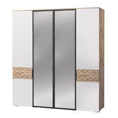Шкаф 4-дверный с зеркалом Дели №79 белый софт-тач в Лысьве - lysva.mebel24.online | фото