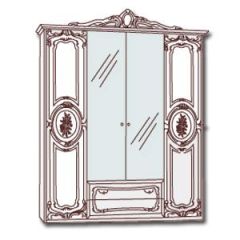 Шкаф 4-х дверный с зеркалами (01.144) Роза (могано) в Лысьве - lysva.mebel24.online | фото 3