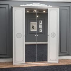 Шкаф 4-х дверный с зеркалами (12.244) Грация (белый/серебро) в Лысьве - lysva.mebel24.online | фото 1