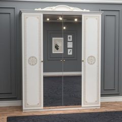 Шкаф 4-х дверный с зеркалами (12.244) Грация (белый/золото) в Лысьве - lysva.mebel24.online | фото