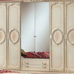Шкаф 6-и дверный с зеркалами (01.146) Роза (беж) в Лысьве - lysva.mebel24.online | фото 1