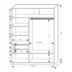 Шкаф-купе 1500 серии NEW CLASSIC K2+K2+B2+PL2(2 ящика+1 штанга+1 полка) профиль «Капучино» в Лысьве - lysva.mebel24.online | фото 3