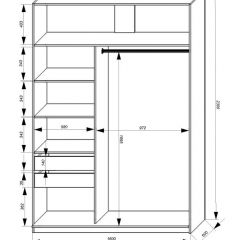 Шкаф-купе 1600 серии SOFT D1+D3+B2+PL1 (2 ящика+1штанга) профиль «Графит» в Лысьве - lysva.mebel24.online | фото 4