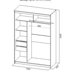 Шкаф-купе №19 Серия 3 Квадро (1500) Ясень Анкор светлый в Лысьве - lysva.mebel24.online | фото 4