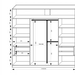 Шкаф-купе 2150 серии NEW CLASSIC K4+K4+K4+B22+PL4(по 2 ящика лев/прав+F обр.штанга) профиль «Капучино» в Лысьве - lysva.mebel24.online | фото 3