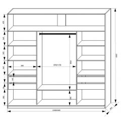 Шкаф-купе 2400 серии SOFT D2+D7+D3+B22+PL2 (по 2 ящика лев/прав+1штанга+1полка) профиль «Графит» в Лысьве - lysva.mebel24.online | фото 3