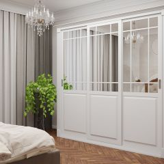 Шкаф-купе 2450 серии NEW CLASSIC K5+K5+K5+B22+PL3 (по 2 ящика лев/прав+1 штанга+1полка) профиль «Капучино» в Лысьве - lysva.mebel24.online | фото