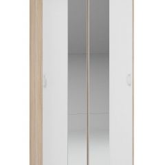 Шкаф-купе Бассо 1.0 (Дуб Сонома/Белый) 2 двери 2 зеркальные вставки в Лысьве - lysva.mebel24.online | фото