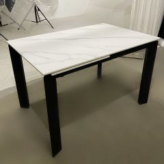 Стол CORNER 120 MATT WHITE MARBLE SOLID CERAMIC / BLACK, ®DISAUR в Лысьве - lysva.mebel24.online | фото 3