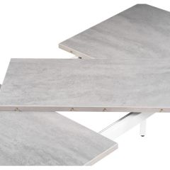 Стол деревянный Денвер Лофт 120(160)х75х75 25 мм бетон / матовый белый в Лысьве - lysva.mebel24.online | фото 5