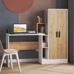 Стол компьютерный СКМ-1 ЛДСП Белый/Дуб крафт золотой в Лысьве - lysva.mebel24.online | фото