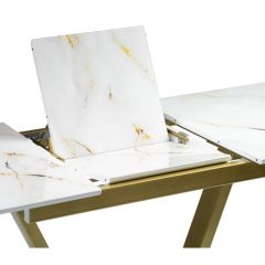 Стол стеклянный Бугун 120(160)х80х77 белый / золото в Лысьве - lysva.mebel24.online | фото 7