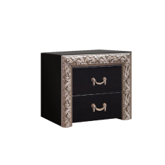 Тумба прикроватная (2 ящика) Тиффани Premium черная/серебро (ТФТП-2(П) в Лысьве - lysva.mebel24.online | фото