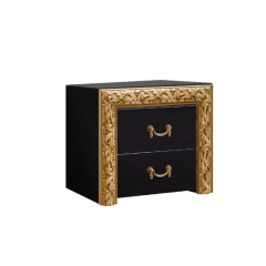 Тумба прикроватная (2 ящика)Тиффани Premium черная/золото (ТФТП-1(П) в Лысьве - lysva.mebel24.online | фото