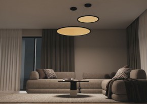 DK6616-BK Подвесной горизонтальный светильник Veil со светодиодом H900 d600 220V 48W 3000-6000K IP20 черный алюминий в Лысьве - lysva.mebel24.online | фото 5