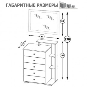 Камелия Комод + Зеркало, цвет белый, ШхГхВ 80х46,8х178 см., НЕ универсальная сборка в Лысьве - lysva.mebel24.online | фото 6