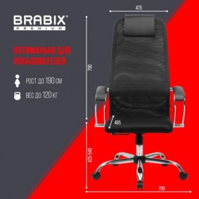 Кресло BRABIX PREMIUM "Ultimate EX-800" хром, плотная двойная сетка Х2, черное, 532911 в Лысьве - lysva.mebel24.online | фото 6