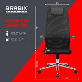 Кресло BRABIX PREMIUM "Ultimate EX-801" хром, плотная двойная сетка Х2, черное, 532917 в Лысьве - lysva.mebel24.online | фото 7