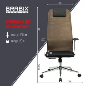 Кресло BRABIX PREMIUM "Ultimate EX-801" хром, плотная двойная сетка Х2, черное/коричневое, 532920 в Лысьве - lysva.mebel24.online | фото 6