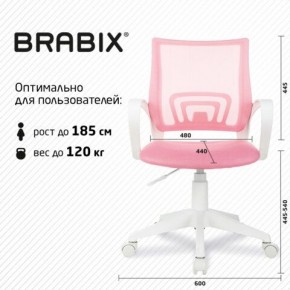 Кресло BRABIX "Fly MG-396W", с подлокотниками, пластик белый, сетка, розовое, 533008 в Лысьве - lysva.mebel24.online | фото 5